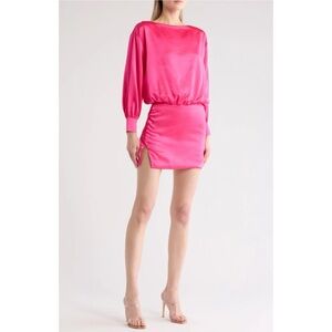Lumiere Fuchsia Long Sleeve Minidress, Small